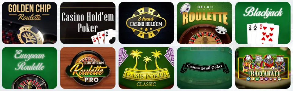 Jeux de table sur AZUR CASINO